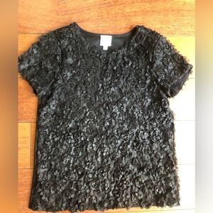 Weston Wear Black Short Sleeve Size XS Floral Like Blouse